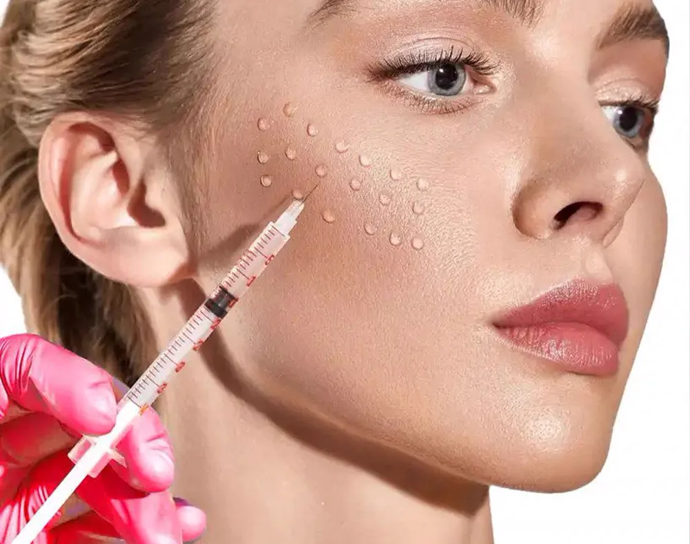 Illustrative photograph of skin booster injections
